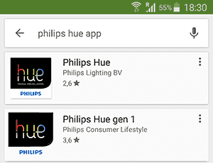 Philips Hue App im Google Play Store