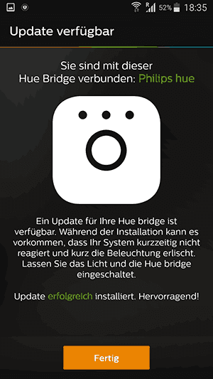 Philips Hue App - Update Erfolg