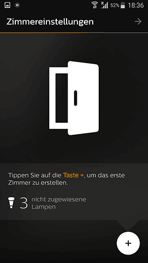 Philips Hue App - Zimmereinstellung