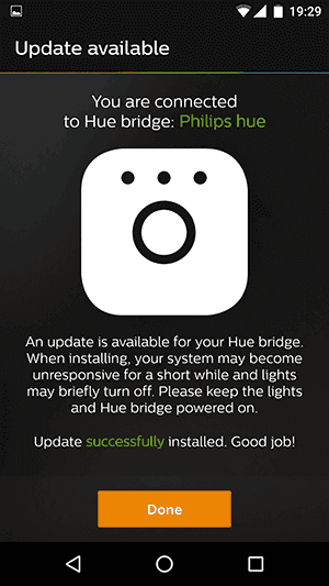 Philips Hue App - Update success
