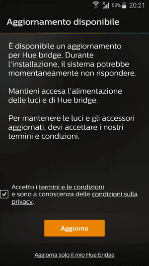 Philips Hue App - Aggiornamento disponibile
