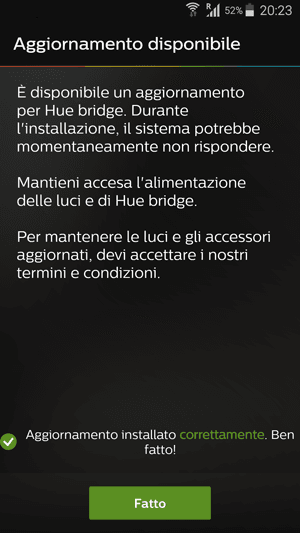 Philips Hue App - Aggiornamento con successo