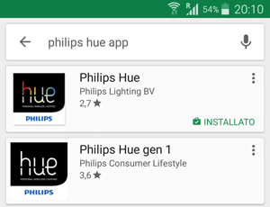 Philips Hue App nel Google Play Store
